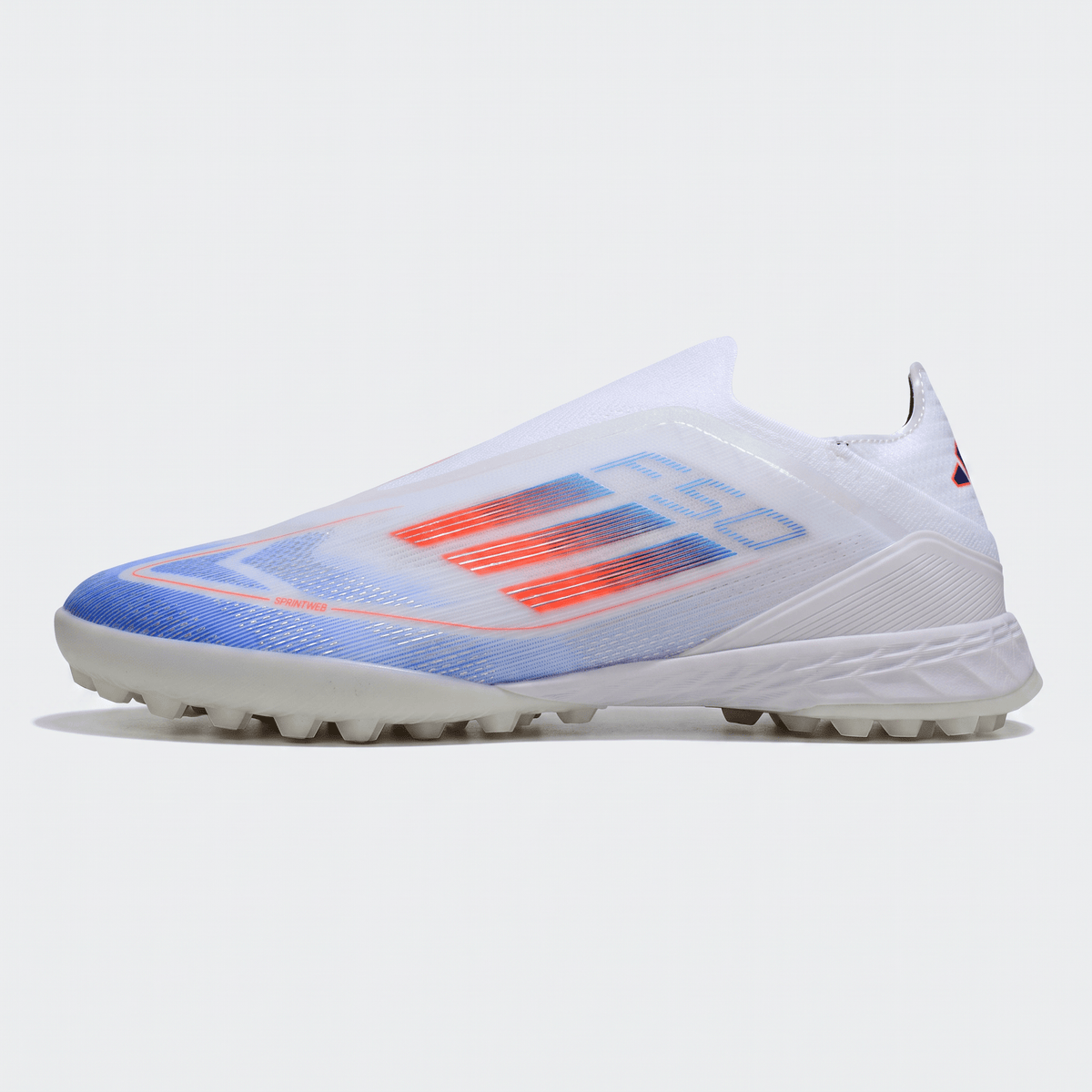 F50 Laceless TF Footwear White / Solar Red / Lucid Blue
