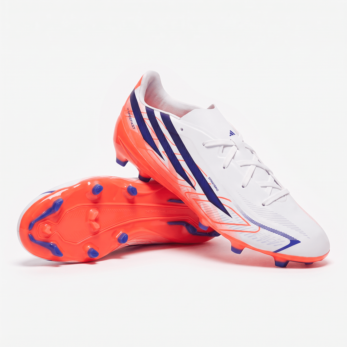 F50 Hyperfast League Firm Ground Footwear White / Lucid Ray Blue / Solar Orange