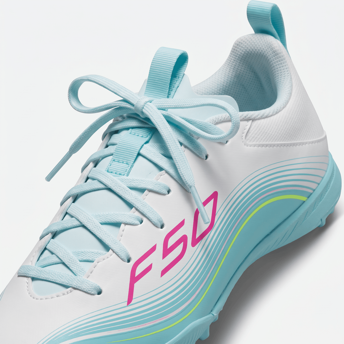 F50 Messi League Turf Cloud White / Lucid Pink / Flash Aqua